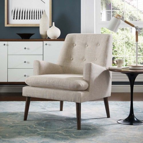 Modern Beige Upholstered Lounge Chair Leisure Modway Furniture - 2