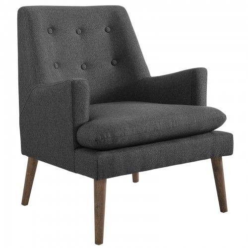 Modern Grey Upholstered Lounge Chair Leisure Modway Furniture - 1