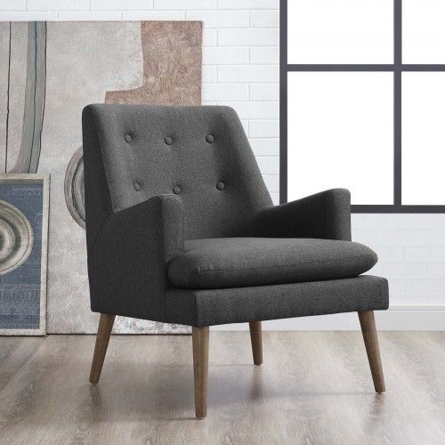 Modern Grey Upholstered Lounge Chair Leisure Modway Furniture - 2