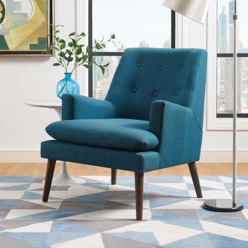 Modern Teal Blue Upholstered Lounge Chair Leisure Modway Furniture - 2