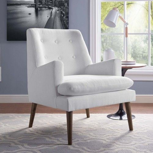 Modern White Upholstered Lounge Chair Leisure