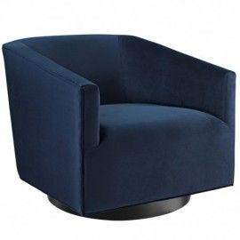 Modern Midnight Blue Accent Lounge Velvet Swivel Chair Twist Modway Furniture - 1