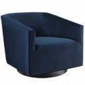 Modern Midnight Blue Accent Lounge Velvet Swivel Chair Twist