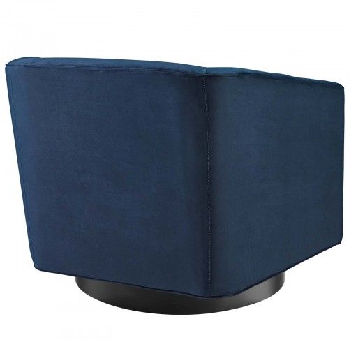 Modern Midnight Blue Accent Lounge Velvet Swivel Chair Twist Modway Furniture - 5