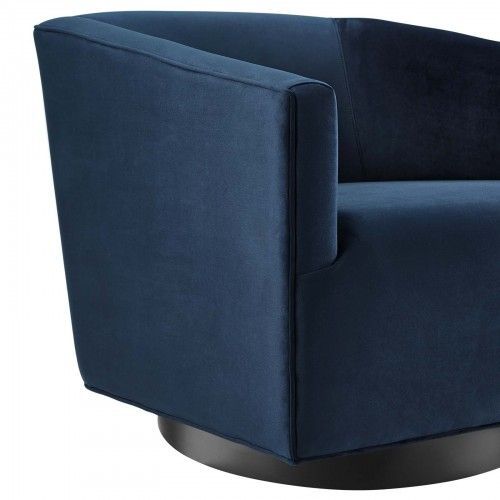 Modern Midnight Blue Accent Lounge Velvet Swivel Chair Twist Modway Furniture - 6