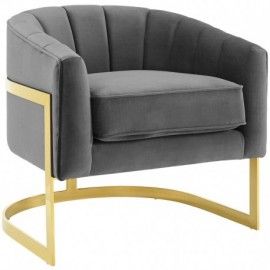 Modern Grey Tufted Velvet Accent Armchair Esteem Modway Furniture - 1