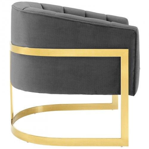 Modern Grey Tufted Velvet Accent Armchair Esteem Modway Furniture - 5