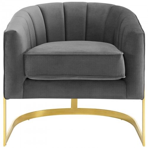Modern Grey Tufted Velvet Accent Armchair Esteem Modway Furniture - 4