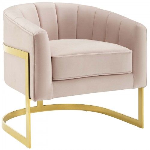 Modern Pink Tufted Velvet Accent Armchair Esteem