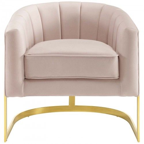 Modern Pink Tufted Velvet Accent Armchair Esteem