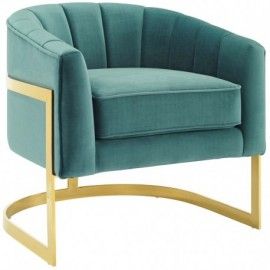 Modern Teal Blue Tufted Velvet Accent Armchair Esteem Modway Furniture - 1