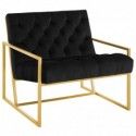 Modern Gold Steel and Black Velvet Accent Chair Bequest