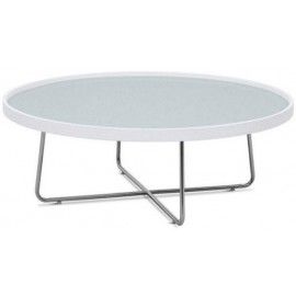 Contemporary white round glass top coffee table Mima