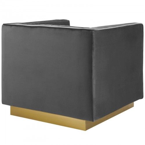 Modern Grey Tufted Velvet Accent Armchair Sanguine Modway Furniture - 5