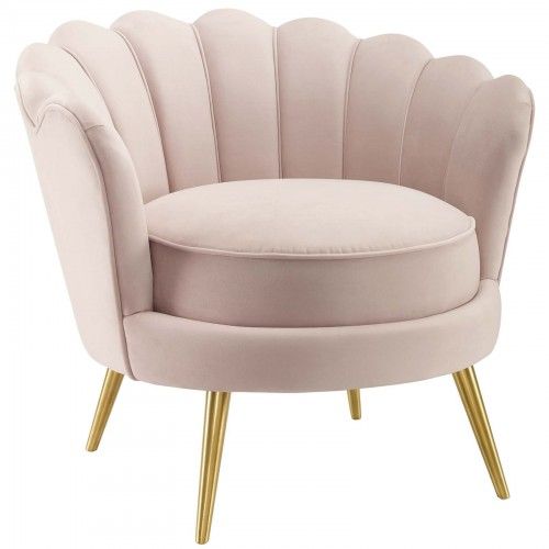 Modern Pink Scalloped Edge Velvet Accent Armchair Admire Modway Furniture - 1