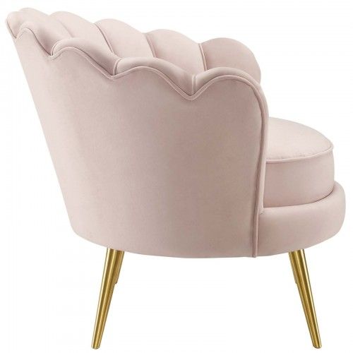 Modern Pink Scalloped Edge Velvet Accent Armchair Admire Modway Furniture - 5