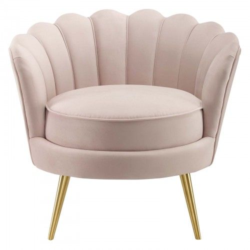 Modern Pink Scalloped Edge Velvet Accent Armchair Admire Modway Furniture - 4