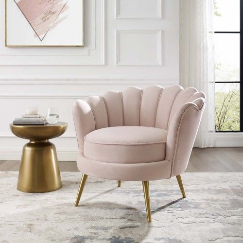Modern Pink Scalloped Edge Velvet Accent Armchair Admire Modway Furniture - 2