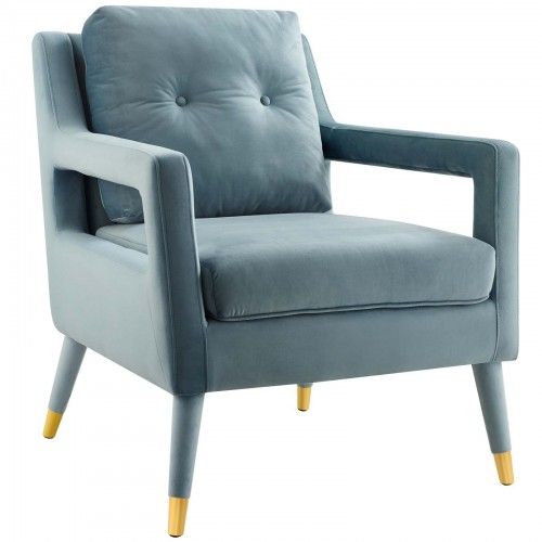 Modern Light Blue Velvet Lounge Armchair Premise
