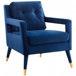 Modern Navy Blue Velvet Lounge Armchair Premise