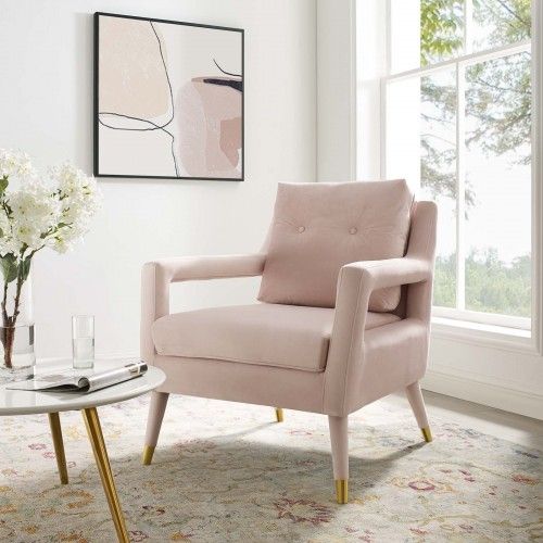 Modern Pink Velvet Lounge Armchair Premise