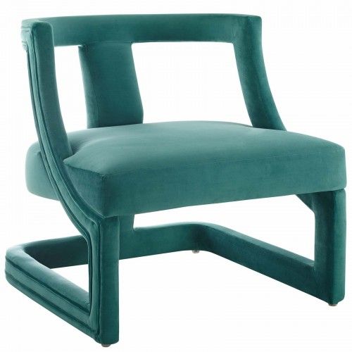 Modern Teal Blue Velvet Lounge Armchair Requisite