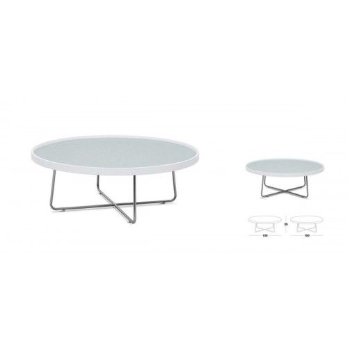 Contemporary white round glass top coffee table Mima