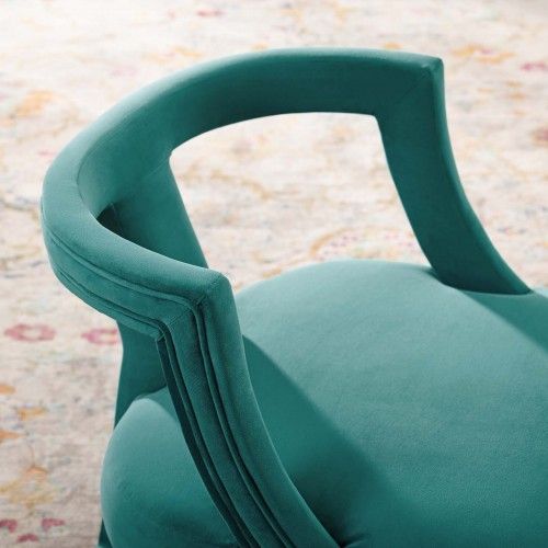 Modern Teal Blue Velvet Lounge Armchair Requisite