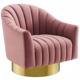 Modern Dusty Rose Tufted Velvet Swivel Accent Chair Buoyant