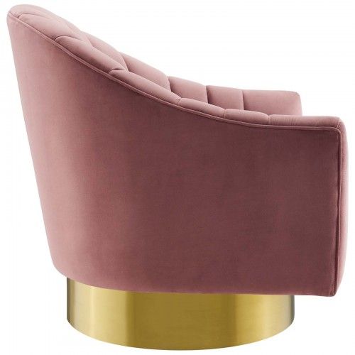 Modern Dusty Rose Tufted Velvet Swivel Accent Chair