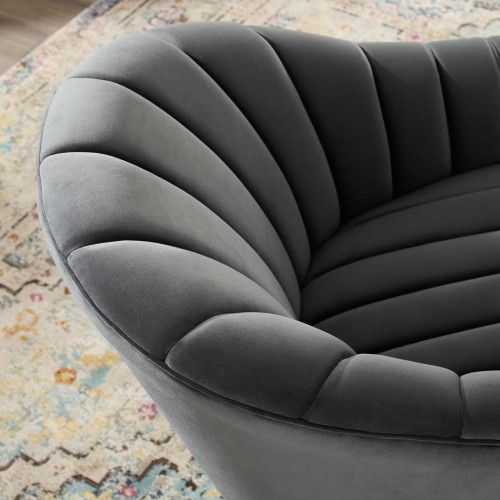 Modern Grey Tufted Velvet Swivel Accent Chair