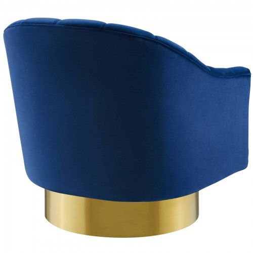 Modern Navy Blue Tufted Velvet Swivel Accent Chair