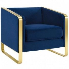 Modern Navy Blue Velvet Club Armchair Visualize