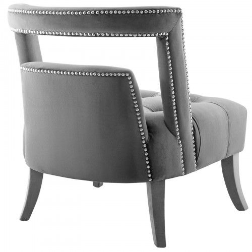 Modern Grey Velvet Armchair Honor