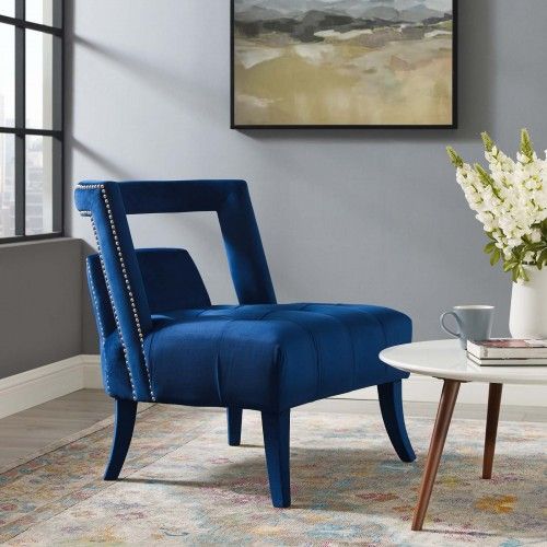 Modern Navy Blue Velvet Armchair Honor