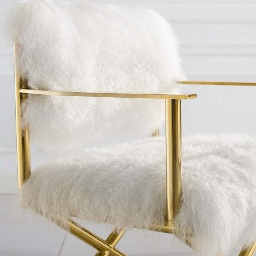 Modern Pure White Shipskin Accent Chair Action