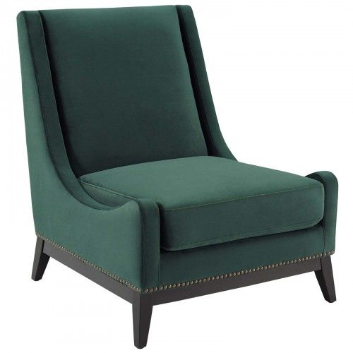 Modern Green Velvet Lounge Chair Confident Modway Furniture - 1