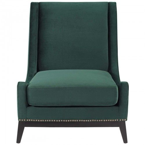 Modern Green Velvet Lounge Chair Confident Modway Furniture - 3