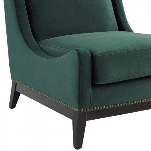 Modern Green Velvet Lounge Chair Confident Modway Furniture - 6