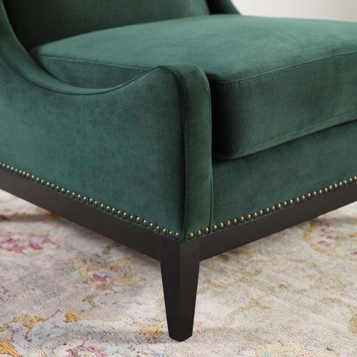 Modern Green Velvet Lounge Chair Confident Modway Furniture - 7