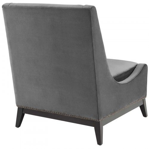 Modern Grey Velvet Lounge Chair Confident