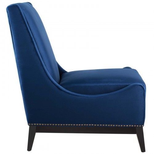 Modern Navy Blue Velvet Lounge Chair Confident