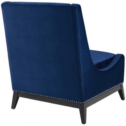 Modern Navy Blue Velvet Lounge Chair Confident