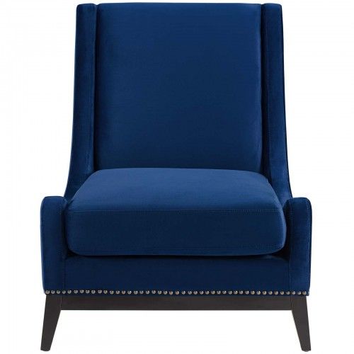 Modern Navy Blue Velvet Lounge Chair Confident