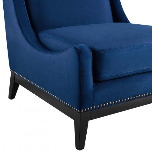 Modern Navy Blue Velvet Lounge Chair Confident