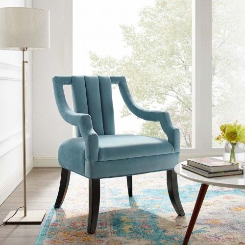 Modern Light Blue Velvet Accent Chair Harken