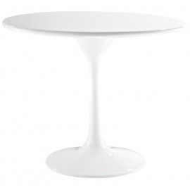 Modern round white fiberglass side table Laholm