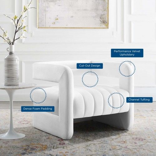 Modern White Tufted Velvet Accent Armchair Range 