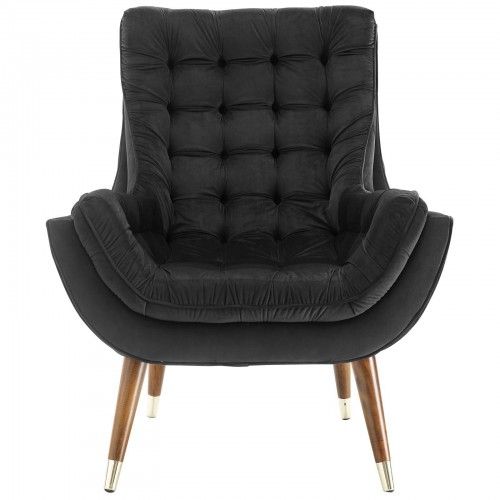 Modern Black Button Tufted Velvet Lounge Chair Suggest 
