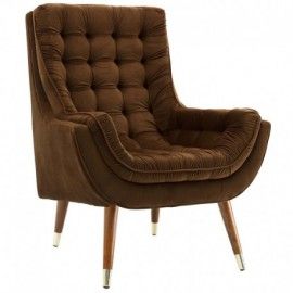 Modern Brown Button Tufted Velvet Lounge Chair Suggest